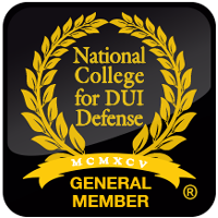 A gold laurel wreath logo with the text "National College for DUI Defense MCMXCV General Member" on a black background. A gold laurel wreath logo with the text "National College for DUI Defense MCMXCV General Member" on a black background.