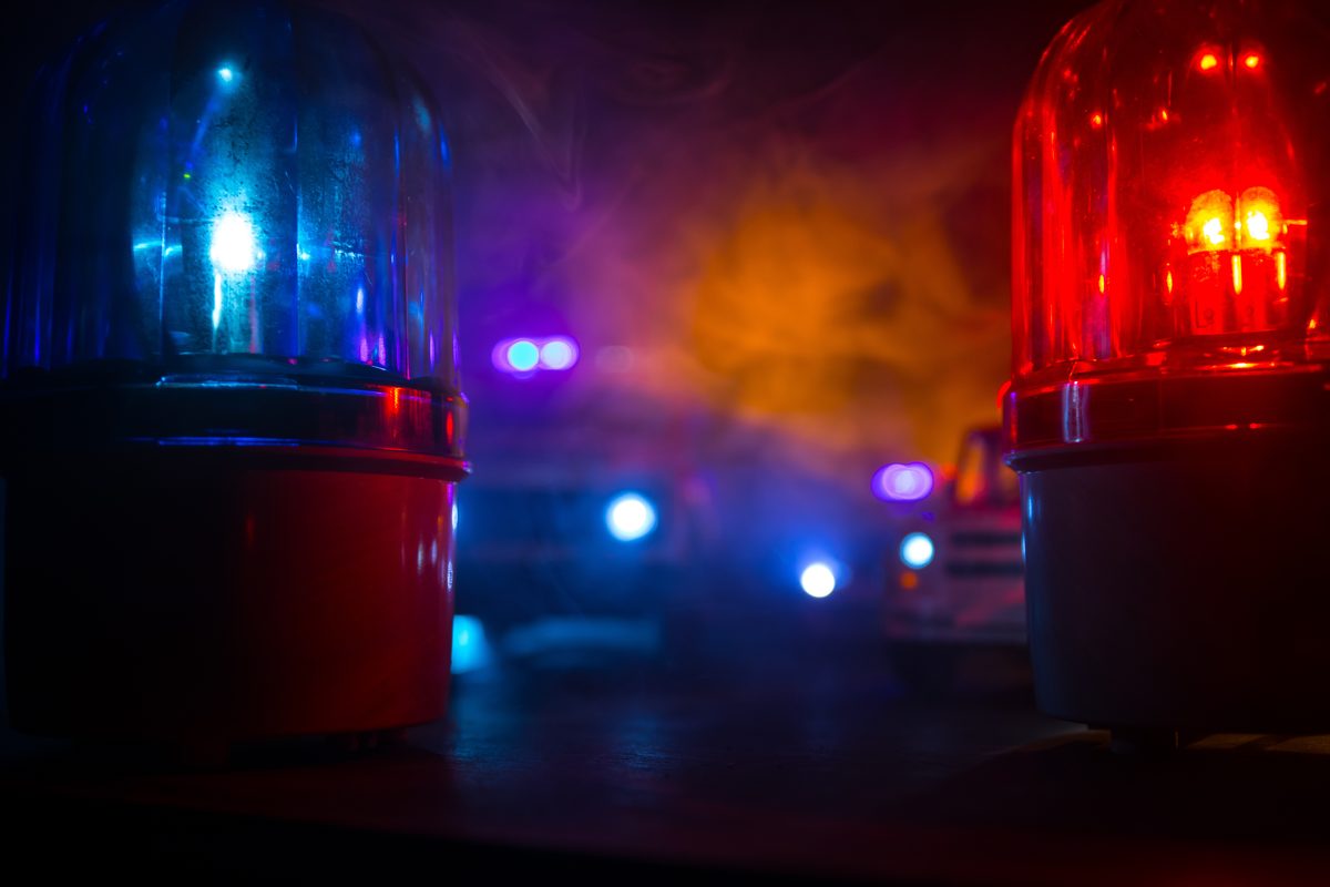 Police emergency lights flashing at night Police emergency lights flashing at night